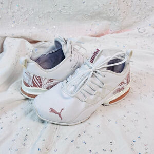Puma Women’s Riaze Prowl Sneakers – White / Rose Gold Palm – Size 7
